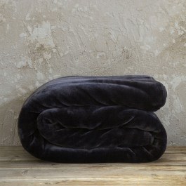 Κουβέρτα Βελουτέ Coperta Black Nima BLACK