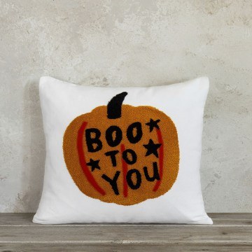 Μαξιλάρι Διακοσμητικό (Με Γέμιση) Boo To You White-Orange Nima