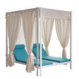 Set of Sunbeds Fabio/Full Extras 01-00-2906 With Folding Roof 174x204x220cm Ecru-Light Blue ECRU-LIGHT BLUE