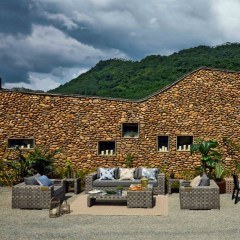 Σαλόνι Κήπου Tatta 01-00-851 (Σετ 7Τμχ) Με Μαξιλάρια Charcoal