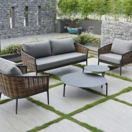 Σαλόνι Κήπου Musses Rattan 01-00-2076 (Σετ 5Τμχ) Με Μαξιλάρια Anthracite-Brown ANTHRACITE-BROWN