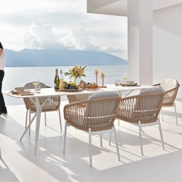 Τραπεζαρία Κήπου Bari 01-00-2358 (Σετ 7Τμχ) Natural-White NATURAL-WHITE