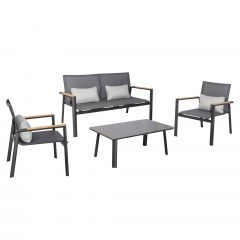 Σαλόνι Κήπου Aspen-2 01-00-2678 (Σετ 4Τμχ) Με Μαξιλάρια Anthracite