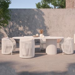 Τραπεζαρία Κήπου Kamari 01-00-2800 (Σετ 7Τμχ) Με Μαξιλάρια White