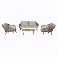 Σαλόνι Κήπου Finch-2 01-00-2665 (Σετ 4Τμχ) Με Μαξιλάρια Grey-Teak