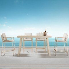 Τραπεζαρία Κήπου-Bar Nofi 02-00-1167 (Σετ 5Τμχ) Με Μαξιλάρια Oak-Beige