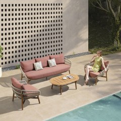 Σαλόνι Κήπου Vasca-3 01-00-2659 (Σετ 4Τμχ) Με Μαξιλάρια Terracotta