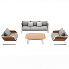 Σαλόνι Κήπου Wing-3 01-00-2842 (Σετ 4Τμχ) Με Μαξιλάρια Grey-Oak