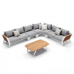 Σαλόνι Κήπου Γωνιακό Wing/C5 01-00-2886 (Σετ 5Τμχ) Με Μαξιλάρια Grey-Natural