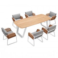 Τραπεζαρία Κήπου Wing 01-00-2887 (Σετ 7Τμχ) Με Μαξιλάρια Grey-Natural