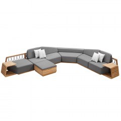 Σαλόνι Κήπου Γωνιακό Armonia 01-00-2889 (Σετ 9Τμχ) Με Μαξιλάρια Grey-Natural