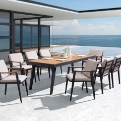 Dining Set Emoti 01-00-1460 (697780) (Set 9Pcs) 56x69x80cm/220x90x75cm Anthracite-Beige