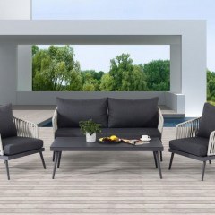 Σαλόνι Κήπου Wilson 01-00-1487 (Σετ 4Τμχ) Με Μαξιλάρια Anthracite-Beige