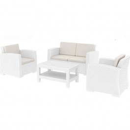 Σαλόνι Κήπου Monaco 01-00-1802 (Σετ 4Τμχ) Με Μαξιλάρια White-Beige WHITE