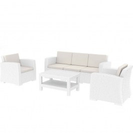 Σαλόνι Κήπου Monaco 01-00-1805 (Σετ 4Τμχ) Με Μαξιλάρια White-Beige WHITE