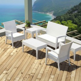 Σαλόνι Κήπου Pacific 01-00-1812 (Σετ 4Τμχ) Με Μαξιλάρια White WHITE