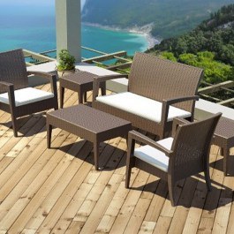 Σαλόνι Κήπου Pacific 01-00-368 (Σετ 4Τμχ) Με Μαξιλάρια Brown BROWN
