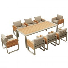 Dining Set Nottingham 01-00-3004 (207760) (Set 9Pcs) 65x64,7x77,3cm/230x100x75cm Beige-Natural