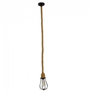 Ceiling Lamp Camber 01594 1xΕ27 Beige Rope D11x25cm With Grid Black GloboStar