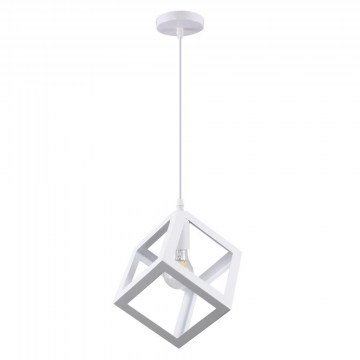Ceiling Lamp Cube 00802 1xΕ27 With Grid 25x25x25cm White GloboStar