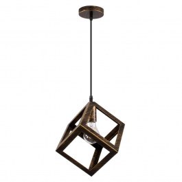 Φωτιστικό Οροφής Cube 00803 1xΕ27 Με Πλέγμα 25x25x25cm Bronze GloboStar BRONZE