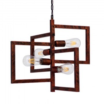 Ceiling Lamp Loop 00905 4xΕ27 52x52x42cm Rust GloboStar