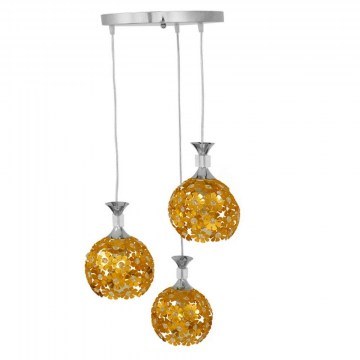 Ceiling Lamp Margarita 01670 3xΕ27 With Crystals D50x24cm Gold-Silver GloboStar
