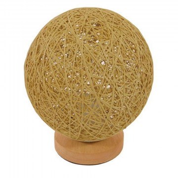 Φωτιστικό Επιτραπέζιο Ψάθινο Hyde 01336 1xE27 Φ20cm Beige GloboStar