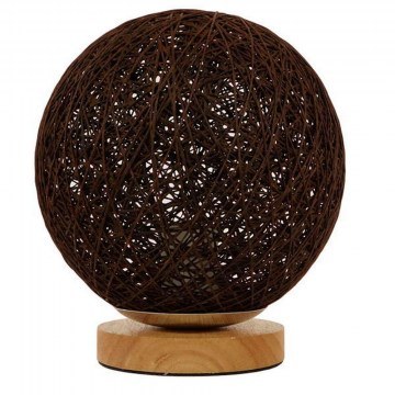 Φωτιστικό Επιτραπέζιο Ψάθινο Weston 01337 1xE27 Φ20cm Dark Brown GloboStar