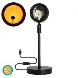Φωτιστικό Επιτραπέζιο Sun 00814 Led 12W Με Projector Lens Εφέ Black-Yellow GloboStar YELLOW