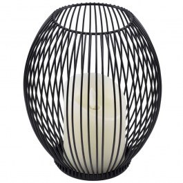 Φανάρι Με Διακοσμητικό Κερί Candle Led 76496 Φ16x18cm Με Μπαταρία & Χειριστήριο Dimmable 2700K Black BLACK