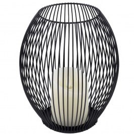 Φανάρι Με Διακοσμητικό Κερί Candle Led 76497 Φ19x24cm Με Μπαταρία & Χειριστήριο Dimmable 2700K Black BLACK