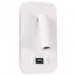 Φωτιστικό Τοίχου - Απλίκα Με Φορτιστή Usb Lady-O 61364 10,5x10x18,5cm Led 1000lm 10W 4500K White Globostar WHITE