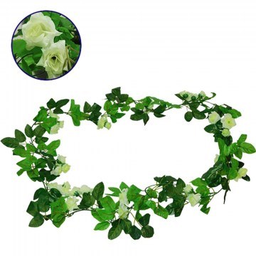 Artificial Garland Roses 09019 220cm White Globostar