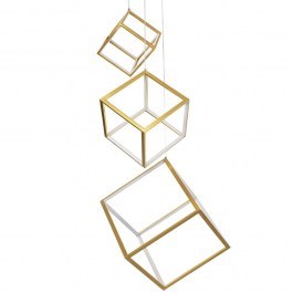 Φωτιστικό Οροφής Με Τηλεχειριστήριο Kiboo-Trio 60932 60x60x80cm Dim Led 10350lm 90W Gold GloboStar GOLD