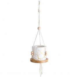 Hanging Flower Pot Usboa 20545 D10x40cm White-Gold GloboStar WHITE-GOLD