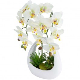 Artificial Plant In Pot Orchid 21128 25x19x39cm White GloboStar WHITE