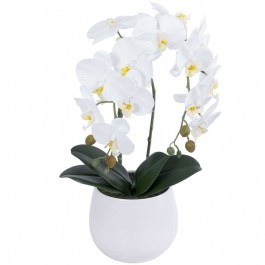 Artificial Plant In Pot Orchid 21117 D26x45cm White GloboStar WHITE