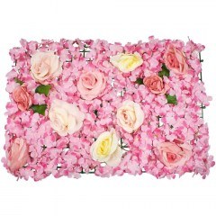 Συνθετικό Διακοσμητικό Πάνελ Φυλλωσιάς Τριαντάφυλλο - Ορτανσία 78307 60x7x40cm Pink GloboStar