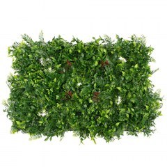 Συνθετικό Διακοσμητικό Πάνελ Φυλλωσιάς Ίληξ - Νάνος Φτέρη - Κοράλι - Κουφέα 78407 60x10x40cm Green GloboStar