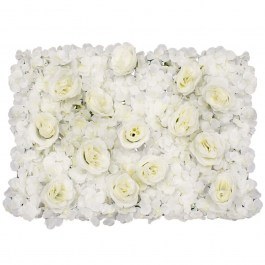 Συνθετικό Διακοσμητικό Πάνελ Φυλλωσιάς Τριαντάφυλλο - Ορτανσία 78311 60x7x40cm White GloboStar WHITE