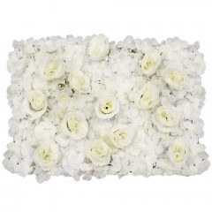 Συνθετικό Διακοσμητικό Πάνελ Φυλλωσιάς Τριαντάφυλλο - Ορτανσία 78311 60x7x40cm White GloboStar