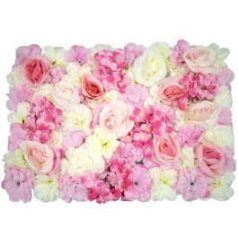 Συνθετικό Διακοσμητικό Πάνελ Φυλλωσιάς Τριαντάφυλλο - Ορτανσία - Βιολέτα 78304 60x7x40cm White-Pink GloboStar WHITE-PINK