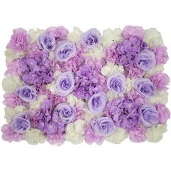 Συνθετικό Διακοσμητικό Πάνελ Φυλλωσιάς Τριαντάφυλλο - Ορτανσία - Βιολέτα 78305 60x7x40cm Purple-White GloboStar