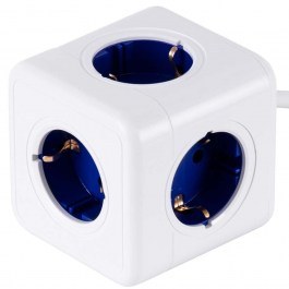 Πολύπριζο Ασφαλείας 5 Θέσεων Childproof PowerCube Pro 79646 7,5x7,5x7,5cm Kαλώδιο 1,5m White-Blue GloboStar WHITE-BLUE