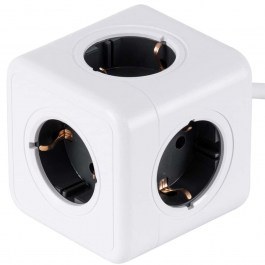 Πολύπριζο Ασφαλείας 5 Θέσεων Childproof PowerCube Pro 79644 7,5x7,5x7,5cm Kαλώδιο 1,5m White-Grey GloboStar WHITE-GREY