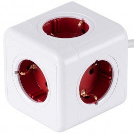 Πολύπριζο Ασφαλείας 5 Θέσεων Childproof PowerCube Pro 79645 7,5x7,5x7,5cm Kαλώδιο 1,5m White-Red GloboStar WHITE-RED