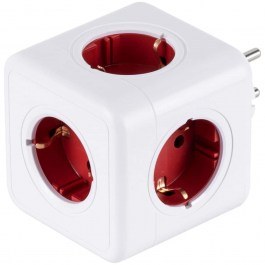 Πολύπριζο Ασφαλείας 5 Θέσεων Childproof PowerCube Pro 79628 7,5x11,5x7,5cm White-Red GloboStar WHITE-RED