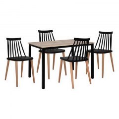 Dining Table Set 5pcs HM11002.02 Black 110x70x76cm