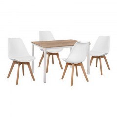 Dining Table Set 5pcs HM11015 White-Natural 110x70x76cm
